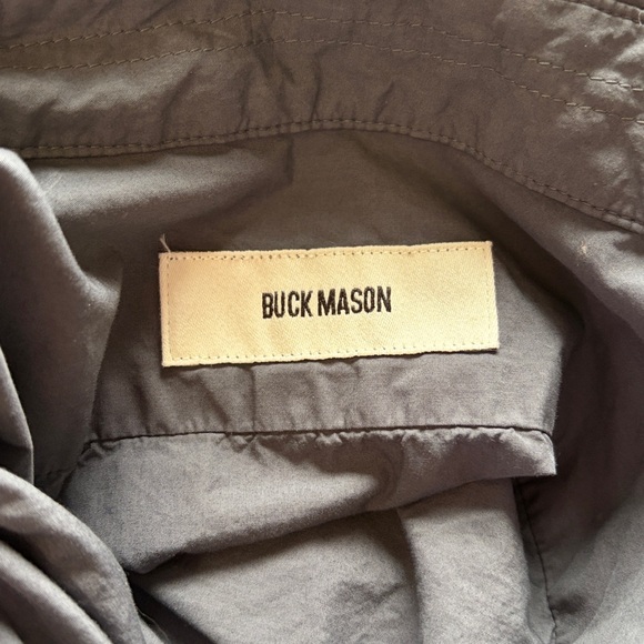 BUCK MASON Skyline Poplin Cotton Button Down Shirt Dark Grey Sz S NEW - Picture 9 of 15